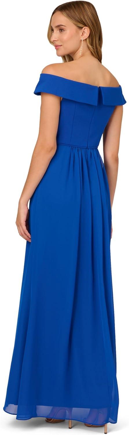 imageAdrianna Papell Womens Crepe Chiffon GownViolet Cobalt