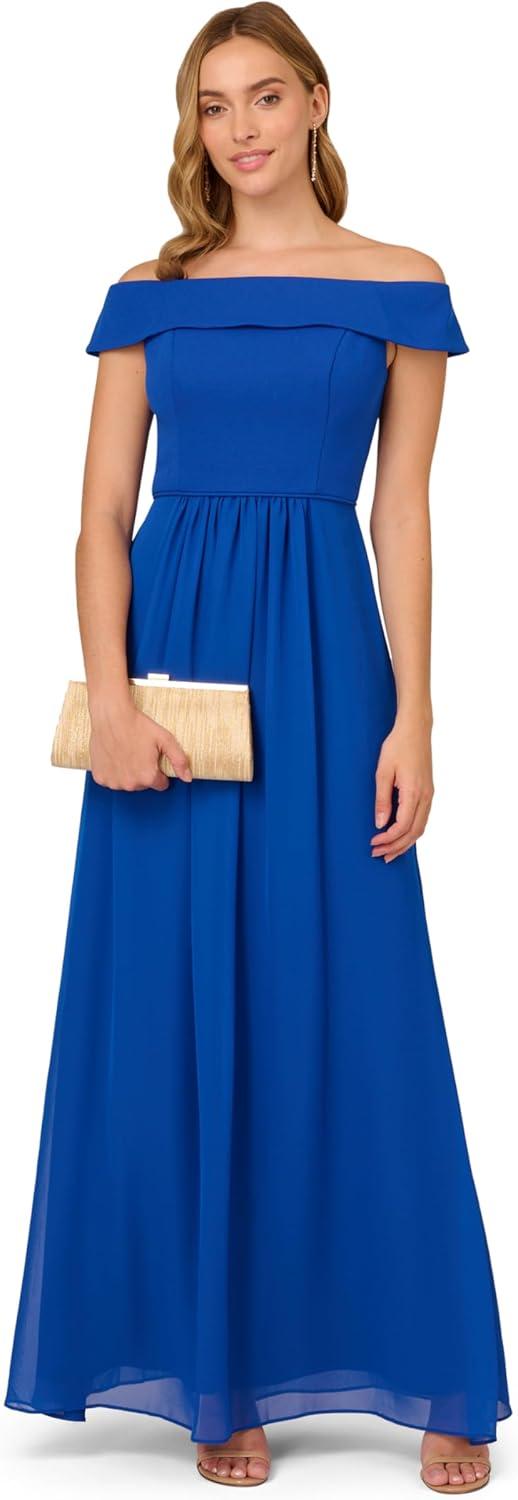 imageAdrianna Papell Womens Crepe Chiffon GownViolet Cobalt