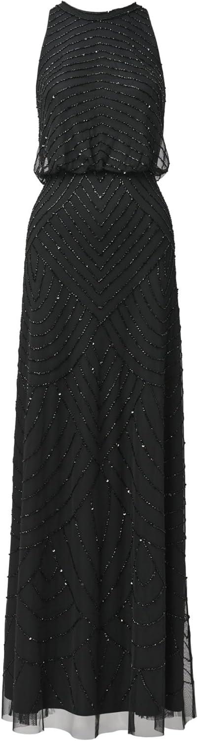 imageAdrianna Papell Womens Halter Blouson Beaded GownBlackBlack