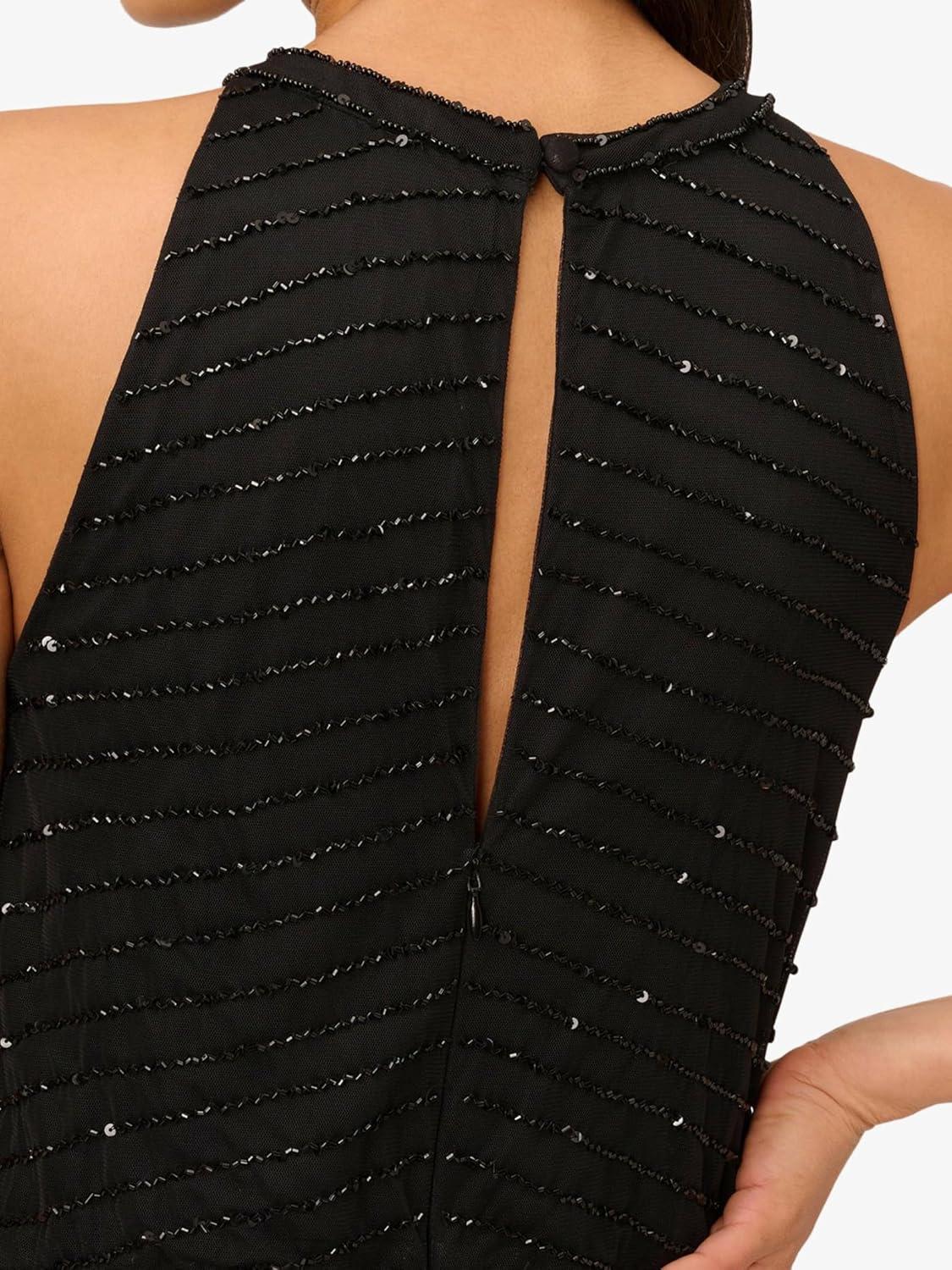imageAdrianna Papell Womens Halter Blouson Beaded GownBlackBlack