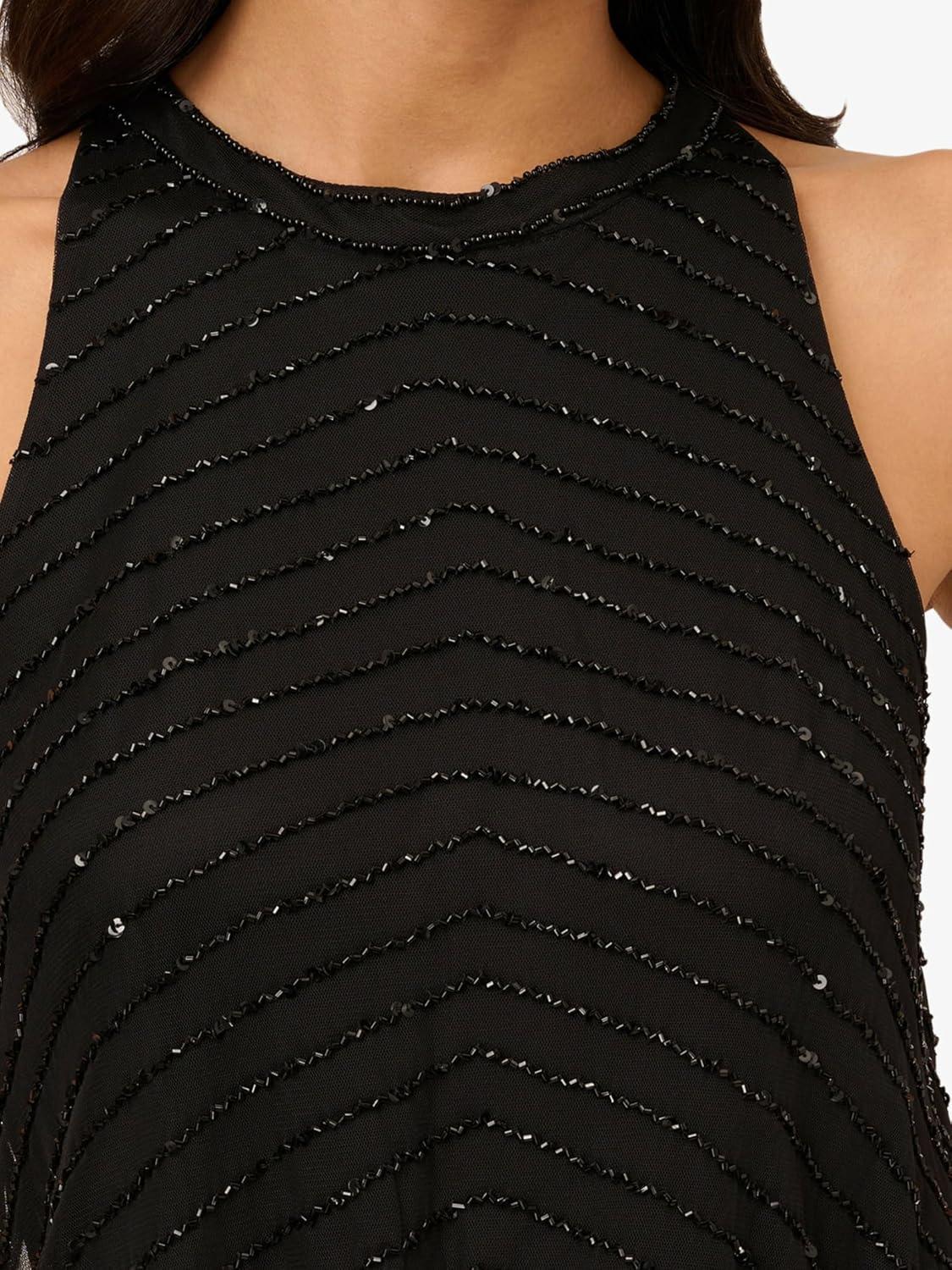 imageAdrianna Papell Womens Halter Blouson Beaded GownBlackBlack