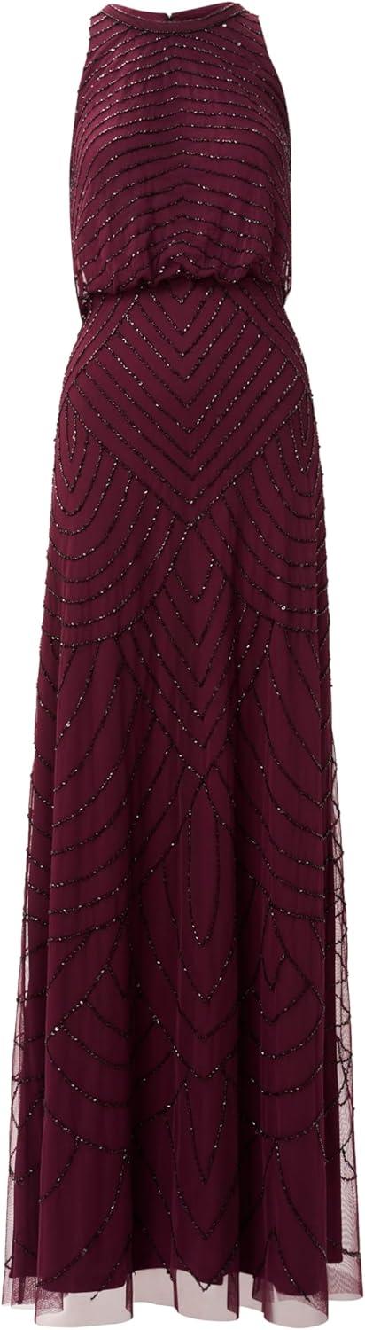 imageAdrianna Papell Womens Halter Blouson Beaded GownCassis