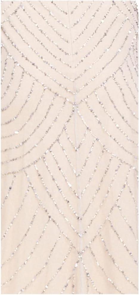 imageAdrianna Papell Womens Halter Blouson Beaded GownSilverNude