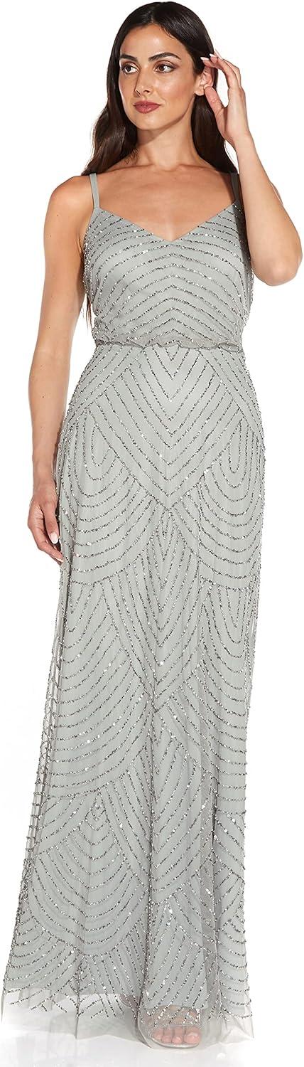 imageAdrianna Papell Womens Long Blouson DressBlue Mist