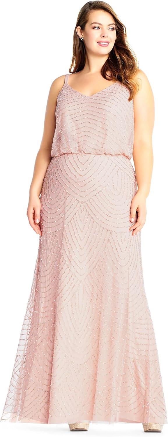 imageAdrianna Papell Womens Long Blouson DressBlush