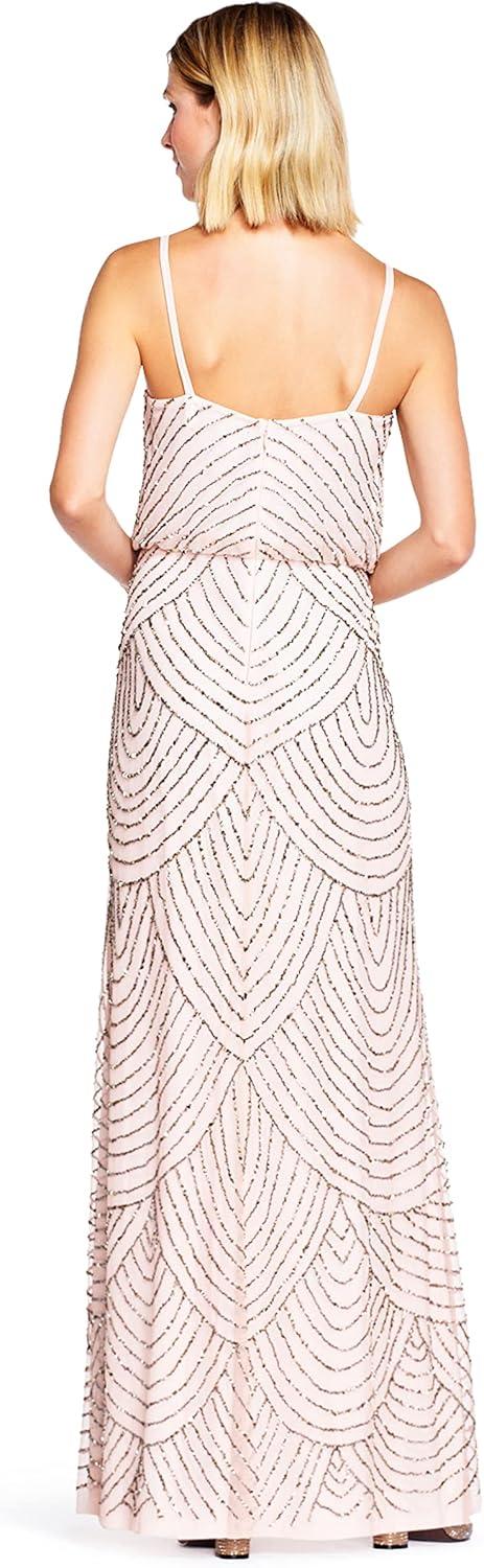 imageAdrianna Papell Womens Long Blouson DressBlushGold