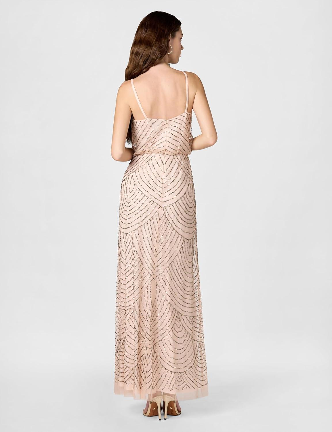 imageAdrianna Papell Womens Long Blouson DressBlushGoldPink