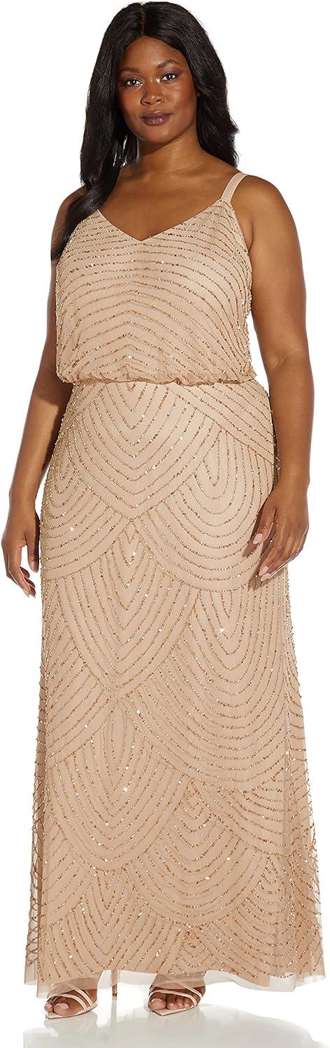 imageAdrianna Papell Womens Long Blouson DressChampGold