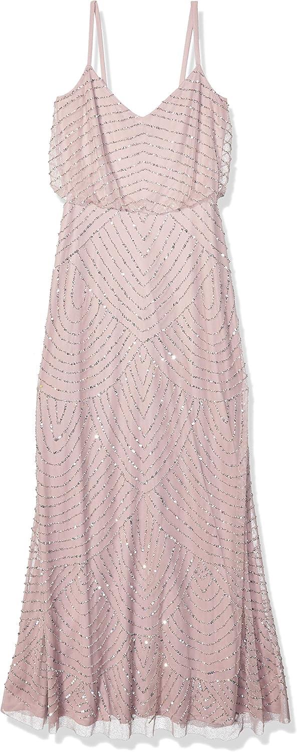 imageAdrianna Papell Womens Long Blouson DressDusted PetalSilver
