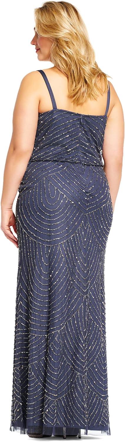 imageAdrianna Papell Womens Long Blouson DressGunmetal