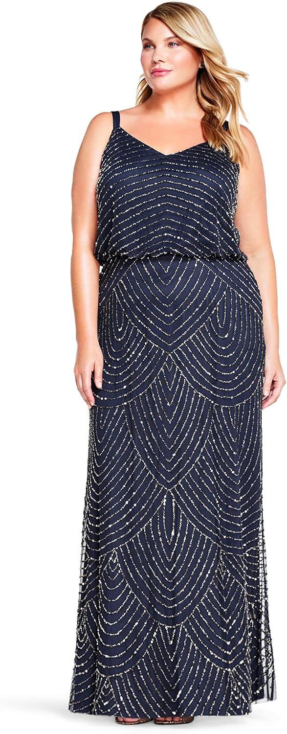 imageAdrianna Papell Womens Long Blouson DressNavy