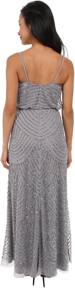 imageAdrianna Papell Womens Long Blouson DressSilverGrey