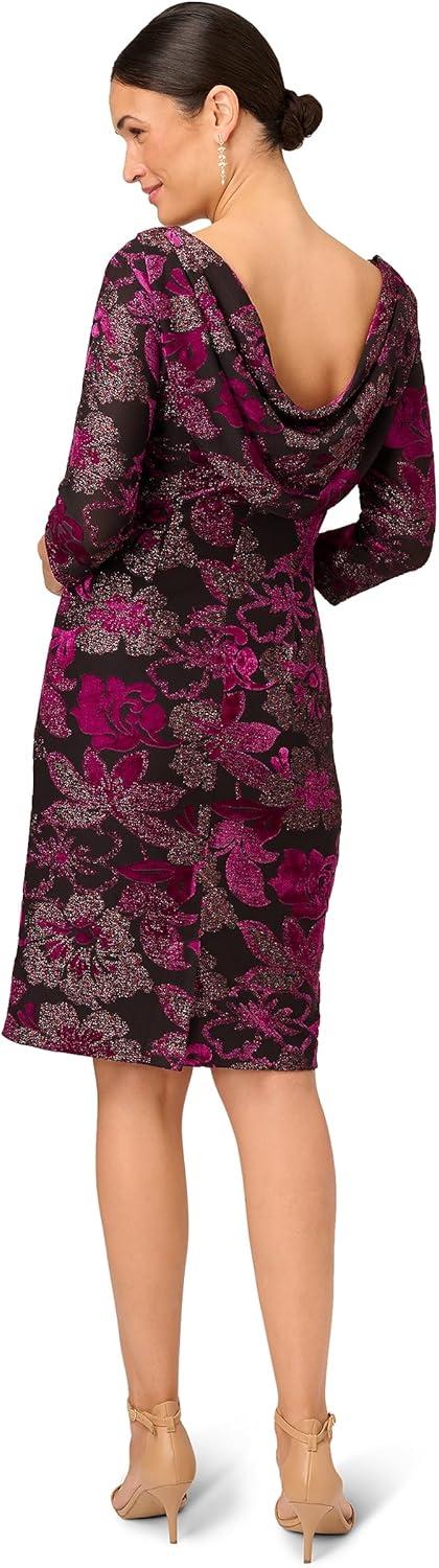 imageAdrianna Papell Womens Metallic Velvet Cowl DressBlackViolet
