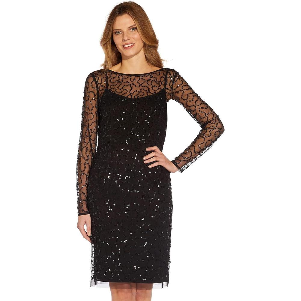 imageAdrianna Papell Womens Beaded Short DressBlack