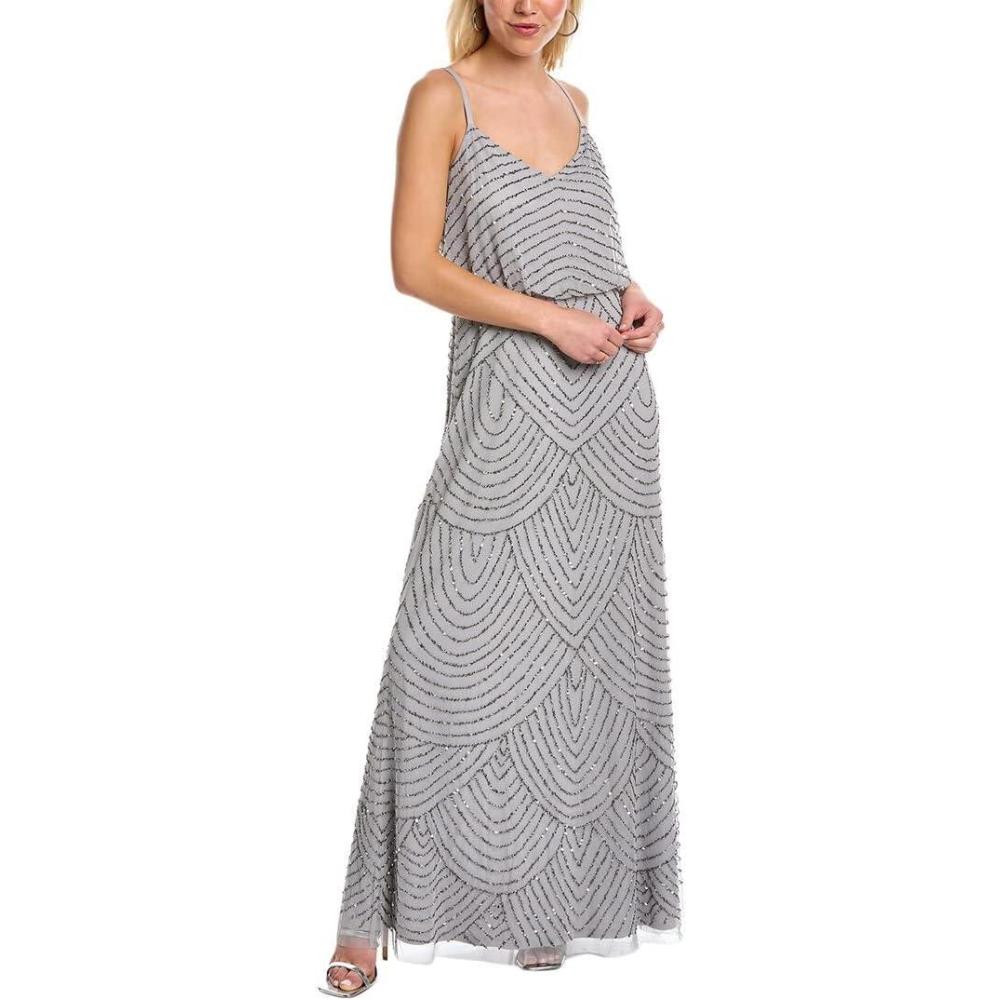 imageAdrianna Papell Womens Long Blouson DressBridal Silver