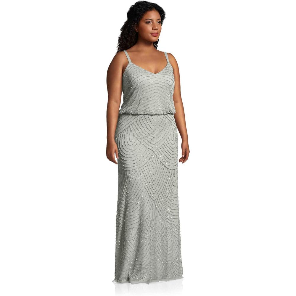 imageAdrianna Papell Womens Long Blouson DressFrosted Sage