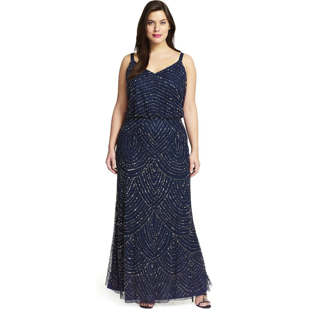 imageAdrianna Papell Womens Long Blouson DressNavy
