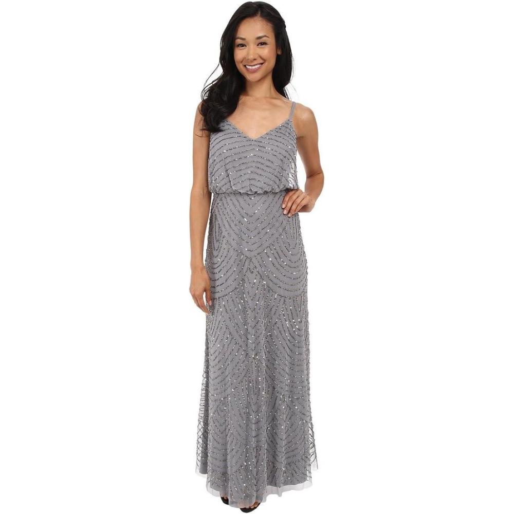 imageAdrianna Papell Womens Long Blouson DressSilverGrey