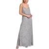 imageAdrianna Papell Womens Long Blouson DressBridal Silver