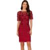 imageAdrianna Papell Womens Velvet Embellish Mesh DressCranberry