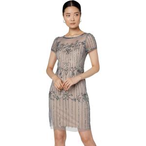 imageAdrianna Papell Womens Beaded Short DressSterlingNude