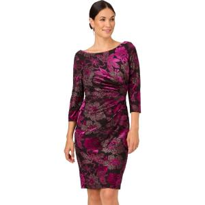 imageAdrianna Papell Womens Metallic Velvet Cowl DressBlackViolet
