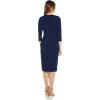 imageAdrianna Papell Womens Knit Crepe Tie Waist SheathDressNavy Sateen