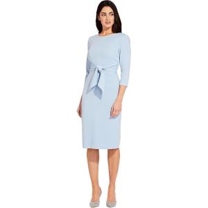 imageAdrianna Papell Womens Knit Crepe Tie Waist SheathDressBlue Mist
