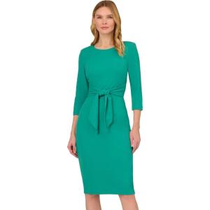 imageAdrianna Papell Womens Knit Crepe Tie Waist SheathDressBotanic Green
