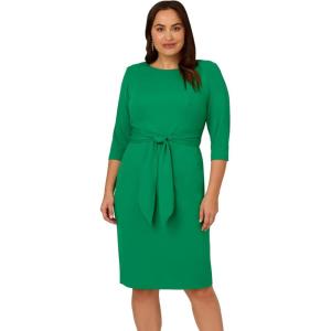 imageAdrianna Papell Womens Knit Crepe Tie Waist SheathDressVivid Green