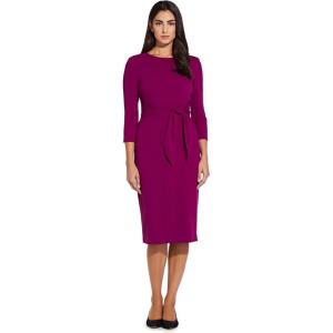 imageAdrianna Papell Womens Knit Crepe Tie Waist SheathDressWildberry