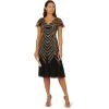 imageAdrianna Papell Womens Beaded Mesh Midi DressBlackGold