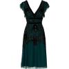 imageAdrianna Papell Womens Beaded Mesh Velvet DressGem Green
