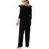 imageAdrianna Papell Womens Feather Trim Jersey JumpsuitBlack