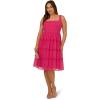imageAdrianna Papell Womens Knit and Mesh Midi DressBright Rose