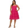 imageAdrianna Papell Womens Knit and Mesh Midi DressBright Rose