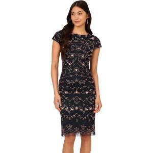 imageAdrianna Papell Womens Beaded Sheath DressNavyRosegold