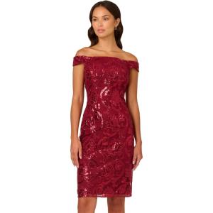 imageAdrianna Papell Womens Off Shoulder Sheath DressGarnet