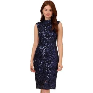 imageAdrianna Papell Womens Sequin Lace Midi DressNavy