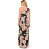 imageAdrianna Papell Floral Print Chiffon Gown with One Shoulder NecklineBlackBlush Multi