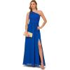 imageAdrianna Papell Floral Print Chiffon Gown with One Shoulder NecklineViolet Cobalt