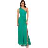 imageAdrianna Papell Floral Print Chiffon Gown with One Shoulder NecklineBotanic Green