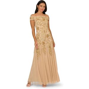imageAdrianna Papell Womens Off Shoulder Bead Long DressChampagne Gold