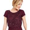 imageAdrianna Papell Womens One Size Boat Neck Short Sleeve Blouson Beaded GownCassis