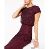 imageAdrianna Papell Womens One Size Boat Neck Short Sleeve Blouson Beaded GownCassis