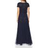 imageAdrianna Papell Womens One Size Boat Neck Short Sleeve Blouson Beaded GownNavy