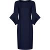 imageAdrianna Papell Stretch Knit Crepe Sheath Dress with Tiered Organza Bell Sleeve Navy Sateen 16
