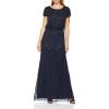 imageAdrianna Papell Womens One Size Boat Neck Short Sleeve Blouson Beaded GownNavy