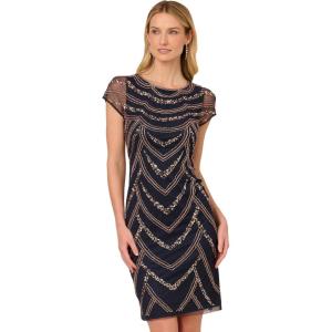 imageAdrianna Papell Womens Beaded Cocktail DressNavyRosegold