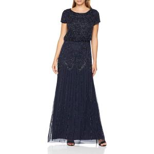 imageAdrianna Papell Womens One Size Boat Neck Short Sleeve Blouson Beaded GownNavy